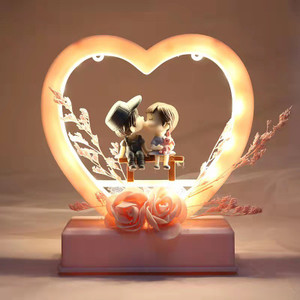 Chocozone Musical Couple Showpiece with Lights Birthday Gifts for Girls Romantic Gifts डेकोरेटिव शोपीस  -  16 cm