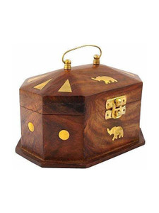 LyqArt Wooden Jewellery Box | Jewel Organizer | Multipurpose Box for Women | Storage Box | Jewellery Case Organizer | Jewellery Storage organizer | Gift Item (4.5 x 3.5 inch) Jewellery and Makeup Vanity Box