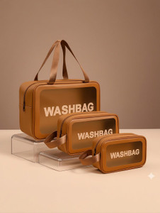 Helen 3Pcs Washbag Set, Wash Make Up Bag Waterproof Zippered Washbasg Bag, Vanity Box Large, Medium, and Small—providing a complete organization solution Vanity Box