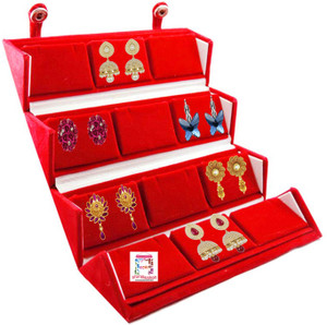 atorakushon 12 pair Earrings Organizer Red Velvet Folding jewellery Box / Earring & ring storage box 1pcs vanity box Vanity Box