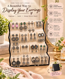 Aurav 16 Pairs Oxidized Silver Jhumka Earrings Set with Velvet Box - Image 1