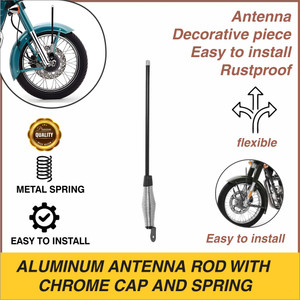 Moto Genius Universal Decorative Front / Rear Aluminium Spring Antenna | Aerial Rod with Whip Vehicle Antenna