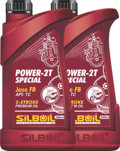 SILBOIL POWER 2T SPECIAL ( API: TC) ( JASO: FB) (2 Bottle of 500ml Each) High Performance 2-Stoke Mineral Engine Oil