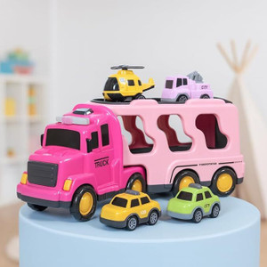 Toyspree Big 5 in 1 Friction & Music powered Transport Truck with cars Toy Playset
