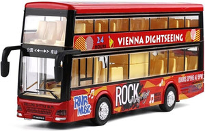 deoxy 1:32 Scale Diecast Double Decker Sightseeing Airport Bus Toy Car for Children's