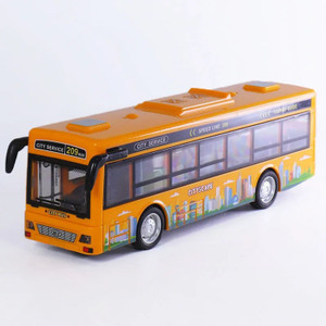 deoxy 1:32 Metal Diecast Double Decker Sightseeing Airport Bus Toy Car Light For Kids