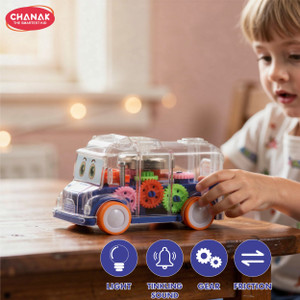 CHANAK Transparent Mini School Bus Sound & Light Effects Battery Operated Educational