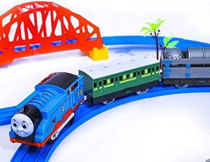 ASHOOJATEX Kid's Plastic Battery Operated Adventure Train Set with Light & Sound