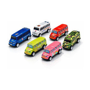 Fun Ten Premium Die-Cast 6 PCS Bus Toy Combo for Kids Metal Body Pull Back Mini Vans