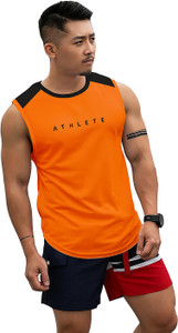 RMLKN Solid Men Round Neck Orange T-Shirt