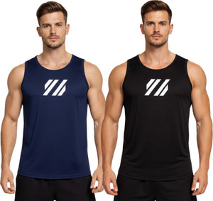 RMLKN Typography Men Round Neck Black, Blue T-Shirt