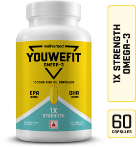 YouWeFit Omega-3 Fish Oil | 1000mg Daily Strength Fish Oil Capsules | No Fishy Burps