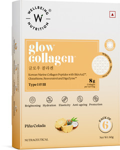 Wellbeing Nutrition Glow Collagen Powder for skin | Marine Collagen Supplements for Women & Men