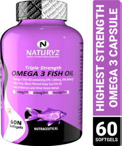 NATURYZ Triple Strength Omega 3 Fish Oil with 2450 mg Omega 3-6-9(EPA 1200mg DHA 800mg)