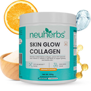 Neuherbs Skin Glow Collagen Powder with Biotin, Vit C & E for Beauty & Radiance, Orange