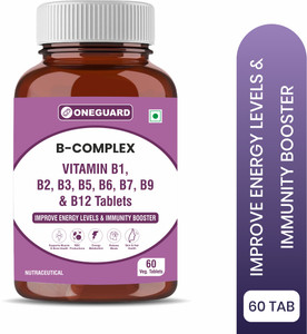 Oneguard Vitamin B Complex Veg Tablets 100% RDA Of Vitamin B1, B2, B3, B5, B6, B7, B9,B12