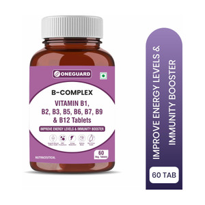 Oneguard Vitamin B Complex Veg Tablets 100% RDA Of Vitamin B1, B2, B3, B5, B6, B7, B9,B12