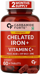 CARBAMIDE FORTE Chelated Iron Tablets for Women & Men with Folic Acid | Iron Supplement