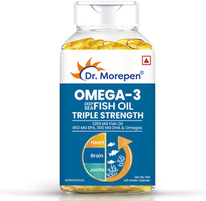 Dr. Morepen Omega-3 Fish Oil | 1250mg Triple Strength Capsules | No Fishy Burps