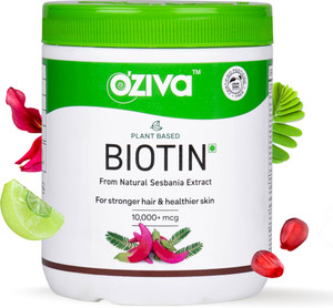 OZiva 10000+ mcg (With Amla, Sesbania), Natural Biotin for Hair Growth & Skin