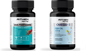 AITHEN Fish Oil (1000 mg omega 3, with 460 mg EPA & 380 mg DHA ) & Multivitamin Combo