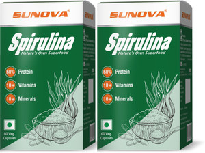 SUNOVA Spirulina Capsules | Nutrient-Rich Superfood | for Immune System, 60 Capsules