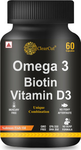Clearcut Omega 3 capsule Fish Oil Biotin Vitamin D3 Triple Strength Heart Hair Joints