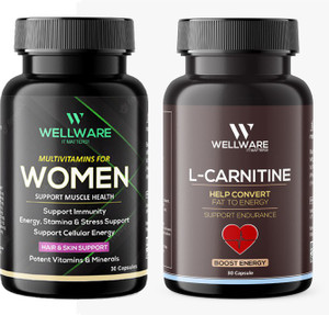 WELLWARE mb Women multivitamin & L-Carnitine for lean muslces ,strength &  immunity Price in India