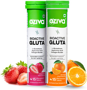 OZiva Bioactive Gluta Fizzy (Strawberry & Orange)To Reduce Pigmentation,5 Antioxidants