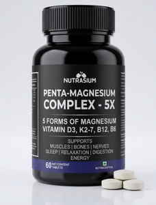NUTRASIUM Penta Magnesium Complex| 5 Forms Of Magnesium | With Vitamin D3,K2, B12, B6