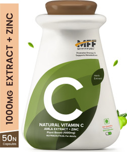 MyFitFuel Natural Vitamin C with Zinc, Plant Based Amla Extract, (1000 mg), 50 Capsules