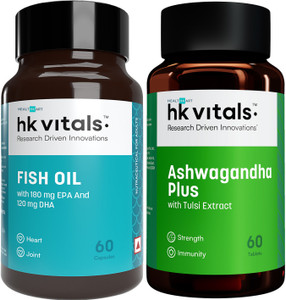 HEALTHKART hk vitals Fish Oil Omega 3 Capsules 1000 mg with Ashwagandha Plus