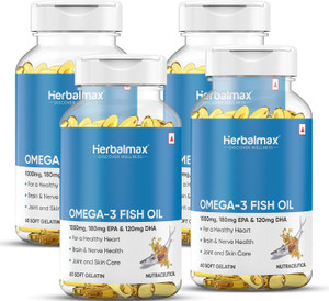 Herbal max Fish oil (1000 Omega 3, with 180 mg EPA & 120 mg) for brain, heart | eye health