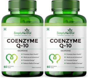 Simply Herbal Coenzyme Q10 200mg Tablets with Bioperine Antioxidant Supplements