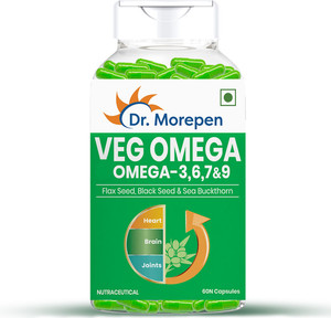 Dr. Morepen Veg Omega 3,6,7 & 9 Fatty Acid with Flax Seed Oil|500mg|Supports Joints & Heart