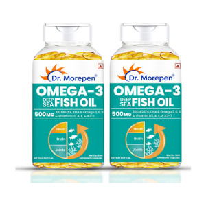 Dr. Morepen Omega-3 Deep Sea Fish Oil | 500mg Capsules with Vitamin A & E| No Fishy Burps