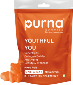 Purna Gummies Superfruits Collagen Mixed Fruit Flavor Gummies For Hair and Skin