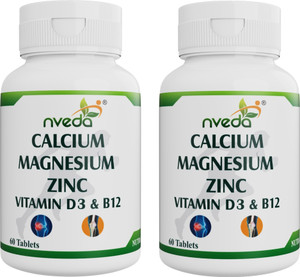 Nveda Calcium 1000mg + Vitamin D3 + Magnesium + Zinc + Vitamin B12 For Bone Health