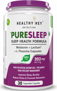 HealthyHey Nutrition Puresleep Bedtime - Herbal Supplement with Melatonin,Lactium & L-Theanine