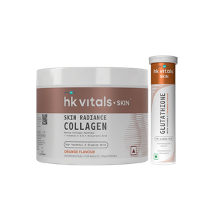 HEALTHKART hk vitals Skin Radiance Collagen (100g) & Glutathione Effervescent|Orange