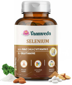 Vaamveda Selenium Supplement Tablets with NAC, ALA & L-Glutamine Antioxidant Support
