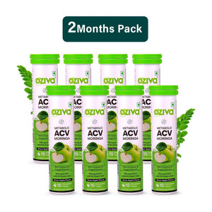 OZiva ACV Moringa (Green Apple)To Control Cravings, Apple Cider Vinegar,No Added Sugar