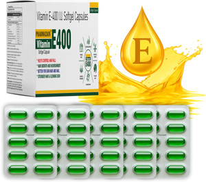 PHARMAZAIN LIFE SCIENCES Vitamin E 400 IU Softgel Capsules | For Hair, Skin and Nail Care 50 Softgel Caps