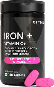 XTYMN Iron Vitamin C with Vitamin B12 Zinc Folic Acid Supports Daily Energy & Immunity