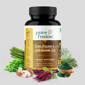 PUREFUSION Calcium + Vitamin D3 Capsules | Bone, Teeth & Muscle Health Support