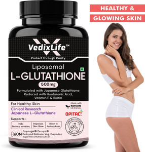 VedixLife Liposomal Glutathione 500mg Skin Whitening - Anti-aging-Lipoglow-High Absorption Price in India