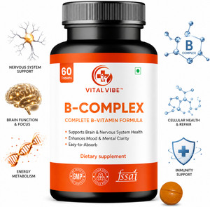 VITAL VIBE Vitamin B Complex Tablets 100% RDA, Vitamin Supplement for Men & Women