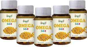 Vringra Pure Omega 3-6-9 Capsules - Heart, Eyes & Brain Health Supplement (Pack of 5)