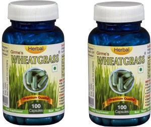 Girme's Wheatgrass 100 Capsules Pack of 2 |Health Supplement |Immunity Boost, Detox |Export Quality