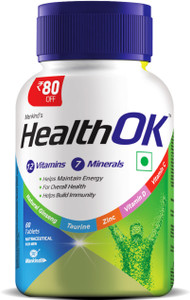 Health Ok Multivitamin with Natural Ginseng and Taurine power | 100% Vegetarian